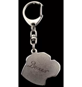 Boxer, Deutscher Boxer III - Versilberter Schlüsselanhänger mit Hund in einer Geschenkbox, Handtaschenschmuck, Rucksackanhänger der Marke Art-Dog