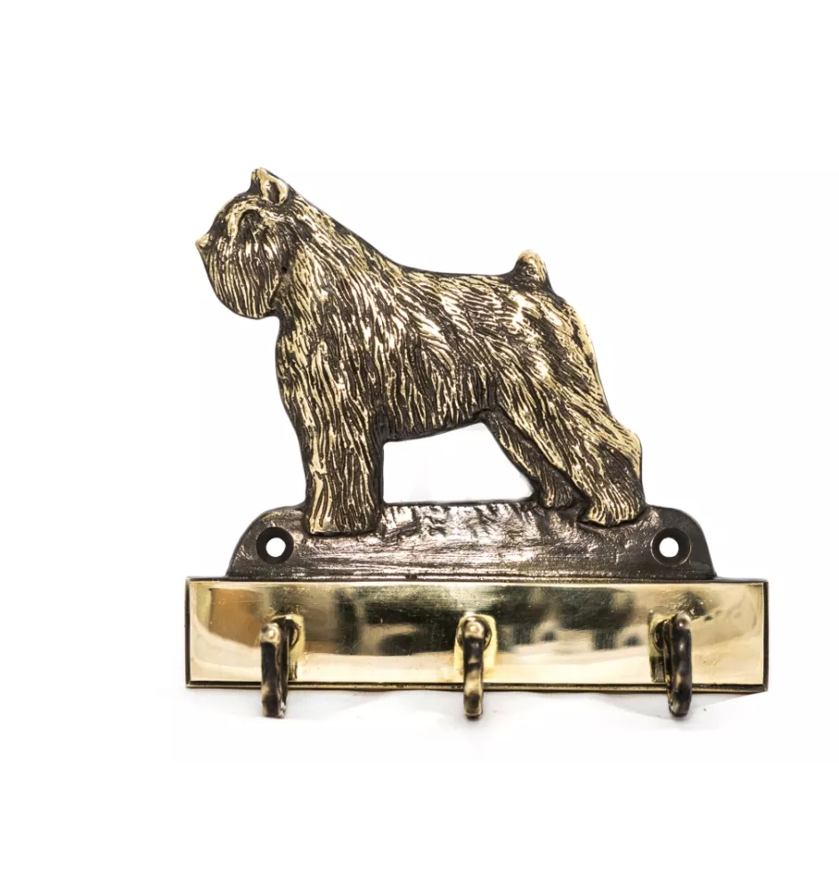 Bouvier des Flandres, Flanders Cattle Dog - key holder with a dog, brass handle for dog accessories, an elegant decoration for the hallway from the Art-Dog brand.
