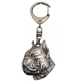 Boxer II - Porte-clés argenté avec un chien dans une boîte cadeau, décoration de sac à main, pendentif de sac à dos par la marque Art-Dog