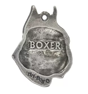 Boxer, German Boxer II - Silver-plated key ring with a dog in a gift box, handbag decoration, backpack pendant by Art-Dog brand