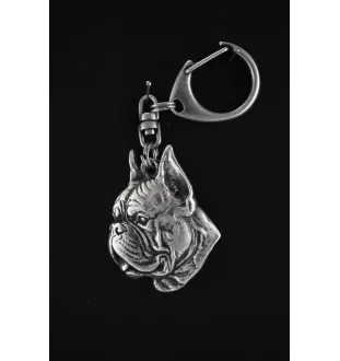 Boxer, German Boxer II - Silver-plated key ring with a dog in a gift box, handbag decoration, backpack pendant by Art-Dog brand
