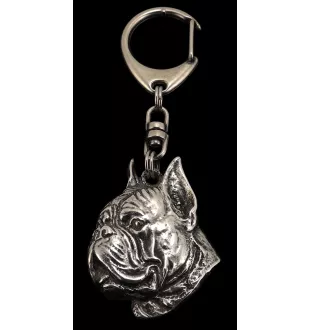 Boxer II - Porte-clés argenté avec un chien dans une boîte cadeau, décoration de sac à main, pendentif de sac à dos par la marque Art-Dog