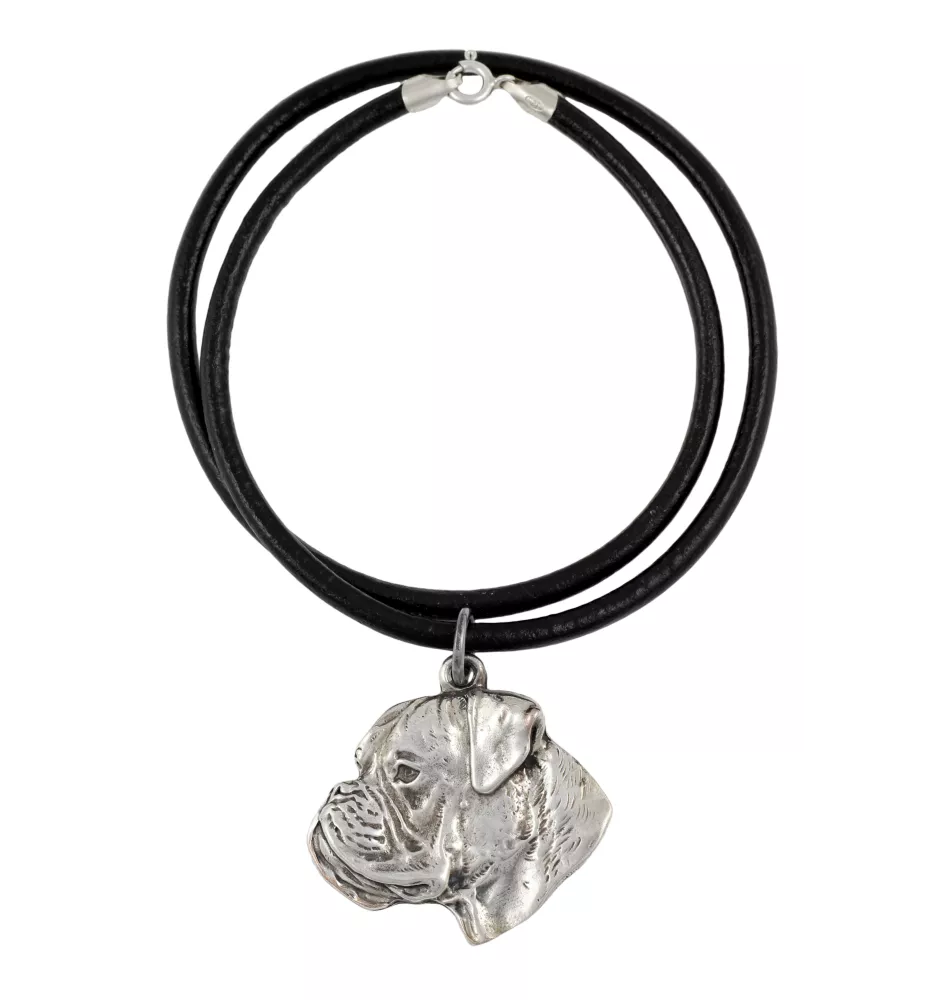 Boxer III - collier avec un chien, pendentif en plaqué argent pour les fans de chiens, bijoux uniques de la marque Art-Dog