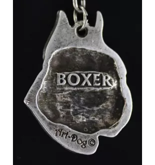 Boxer II - collier avec un chien, pendentif en plaqué argent pour les fans de chiens, bijoux uniques de la marque Art-Dog