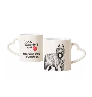 Flandrischer Treibhund, Bouvier des Flandres - Tasse mit Hund, entzückende Tasse mit herzförmigem Henkel, universelles Geschenk der Marke Art-Dog