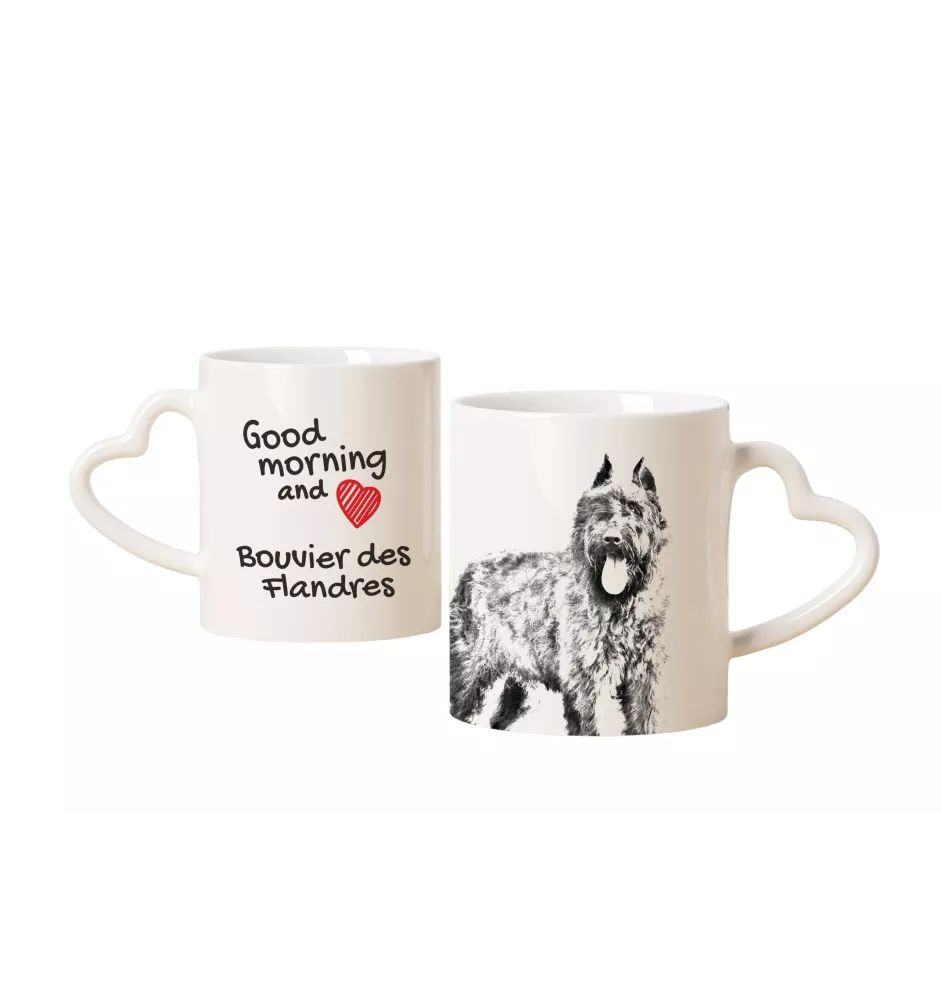 Flandrischer Treibhund, Bouvier des Flandres - Tasse mit Hund, entzückende Tasse mit herzförmigem Henkel, universelles Geschenk der Marke Art-Dog