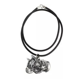 Boxer IV - collier avec un chien, pendentif en plaqué argent pour les fans de chiens, bijoux uniques de la marque Art-Dog