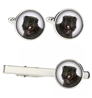 Flandrischer Treibhund, Bouvier des Flandres Ärmelknöpfe und Krawatte mit Ihrem Foto, Anzugaccessoire, Herrenschmuck der Marke Art-Dog