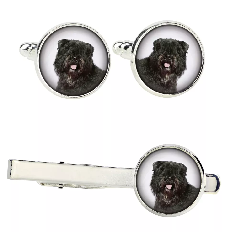 Flandrischer Treibhund, Bouvier des Flandres Ärmelknöpfe und Krawatte mit Ihrem Foto, Anzugaccessoire, Herrenschmuck der Marke Art-Dog