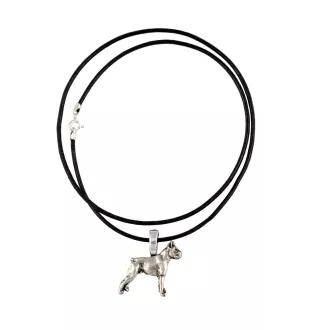 Boxer, Deutscher Boxer II - Hundehalsband, versilberter Anhänger für den Hundeliebhaber, dezenter Schmuck von Art-Dog
