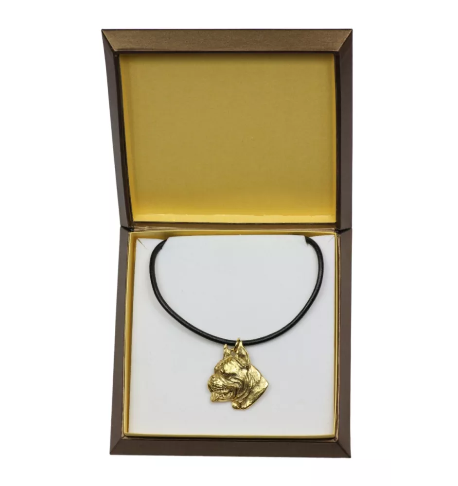 Boxer, German Boxer I - Dog necklace in gift box, gold-plated pendant for dog fan, striking jewellery by Art-Dog