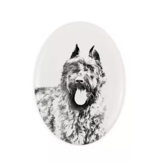 Bouvier des Flandres, Flanders Cattle Dog - commemorative plaque with a photo of a dog, tombstone with a print, personalized oval plaque from the Art-Dog brand