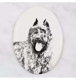 Bouvier des Flandres - une plaque commémorative avec une photo de chien, une plaque funéraire avec une impression, une plaque ovale personnalisée de la marque Art-Dog