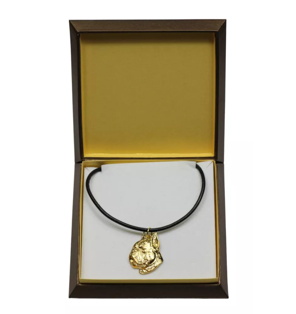 Boxer II - Collier de chien dans une boîte cadeau, pendentif plaqué or pour les fans de chiens, bijoux remarquables par Art-Dog