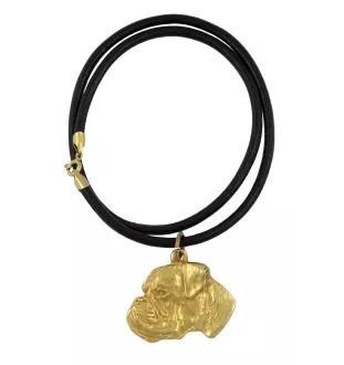 Boxer III - Collier pour chien, pendentif plaqué or pour fan de chien, bijoux uniques de la marque Art-Dog