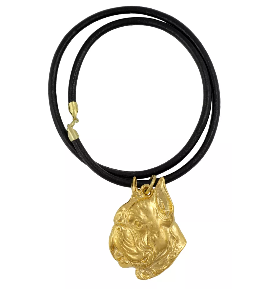 Boxer II - Collier pour chien, pendentif plaqué or pour fan de chien, bijoux uniques de la marque Art-Dog