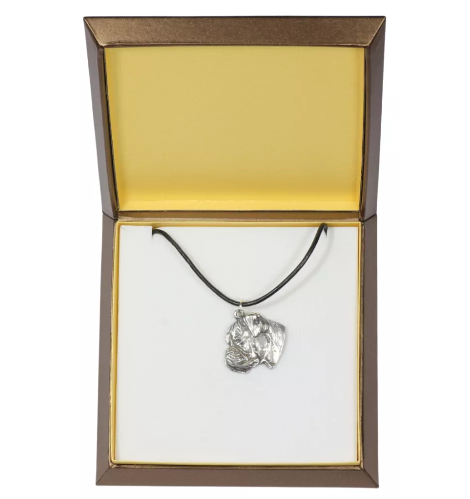 Boxer III - Collier de chien dans une boîte cadeau, médaillon argenté pour fan de chien, pendentif remarquable de la marque Art-Dog
