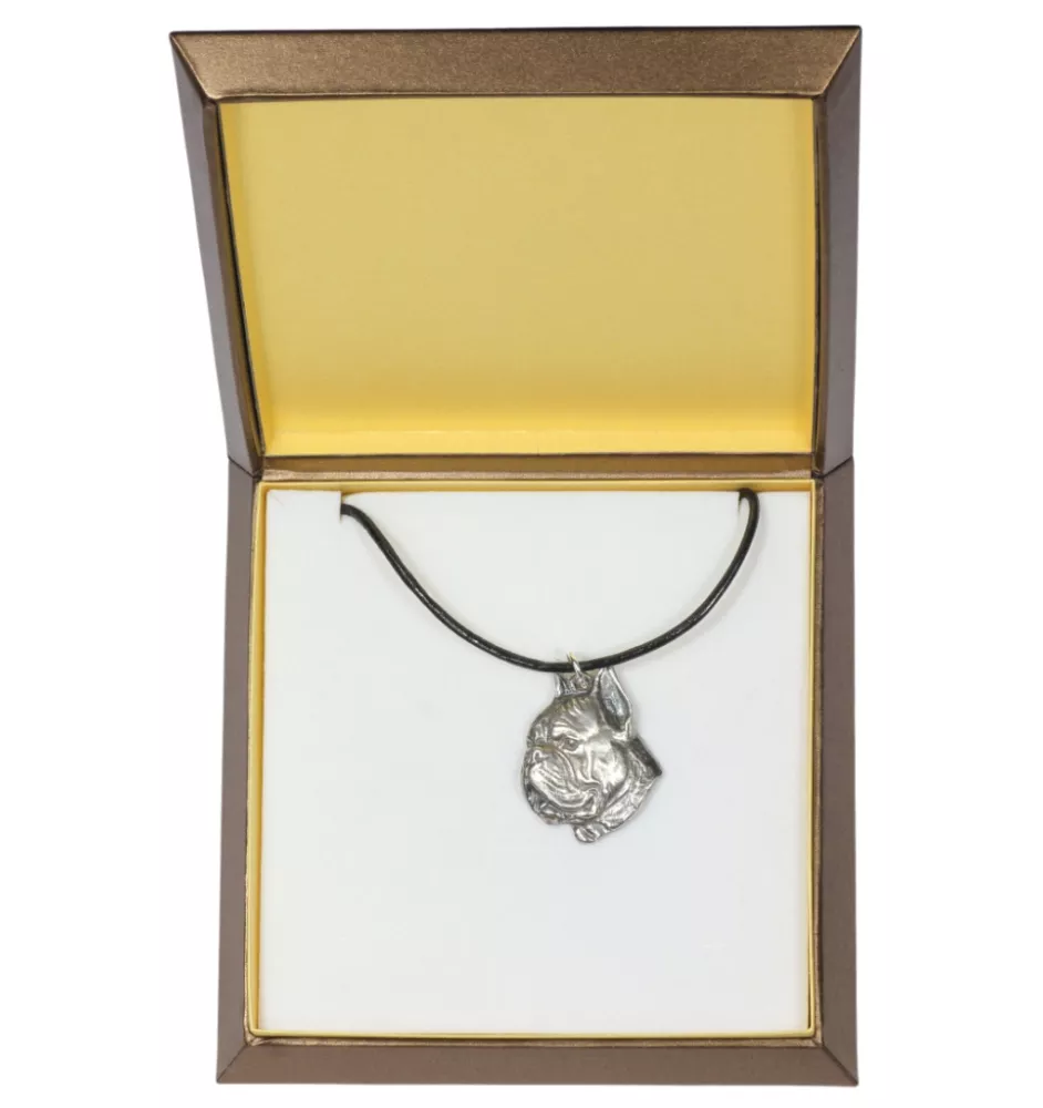 Boxer, German Boxer II - Dog necklace in gift box, silver-plated locket for dog fan, striking pendant by Art-Dog brand