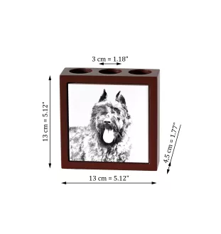 Bouvier des Flandres, Flanders Cattle Dog - pen holder with a dog, desk organizer with a print, personalized desk decoration from the Art-Dog brand.