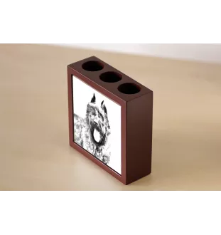 Bouvier des Flandres, Flanders Cattle Dog - pen holder with a dog, desk organizer with a print, personalized desk decoration from the Art-Dog brand.
