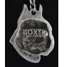 Boxer, Deutscher Boxer II - Hundehalsband in Geschenkbox, versilbertes Medaillon für Hundefans, markanter Anhänger der Marke Art-Dog