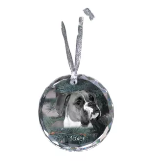 Boxer I - boule de Noël en cristal avec une photo, photo de chien dans le cristal, décoration personnalisée pour sapin de Noël de la marque Art-Dog