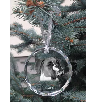 Boxer I - boule de Noël en cristal avec une photo, photo de chien dans le cristal, décoration personnalisée pour sapin de Noël de la marque Art-Dog