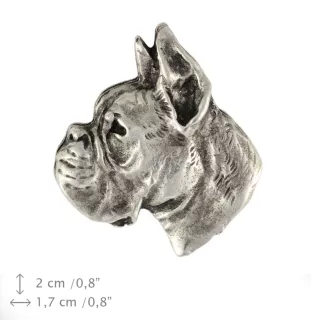 Boxer, Deutscher Boxer I  - Versilberte Hundebrosche, elegante Anstecknadel, Jackenreversschmuck der Marke Art-Dog