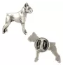 Boxer II  - Broche chien argentée, épingle élégante, décoration de revers de veste par la marque Art-Dog