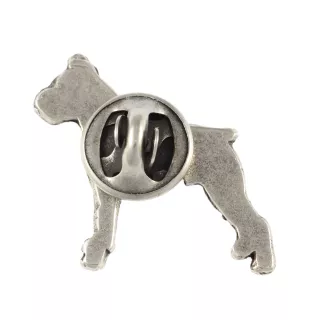 Boxer, German Boxer II  - Silver-plated dog brooch, elegant pin, jacket lapel decoration by Art-Dog brand