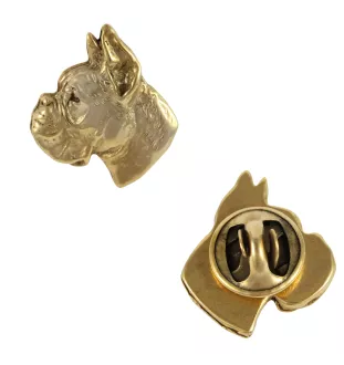 Boxer, Deutscher Boxer I - Hundebrosche in dekorativer Box, elegante vergoldete Anstecknadel, Jackenbrosche der Marke Art-Dog