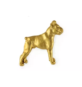Boxer, German Boxer II - Dog brooch in decorative box, elegant gold-plated pin, Art-Dog brand jacket pin