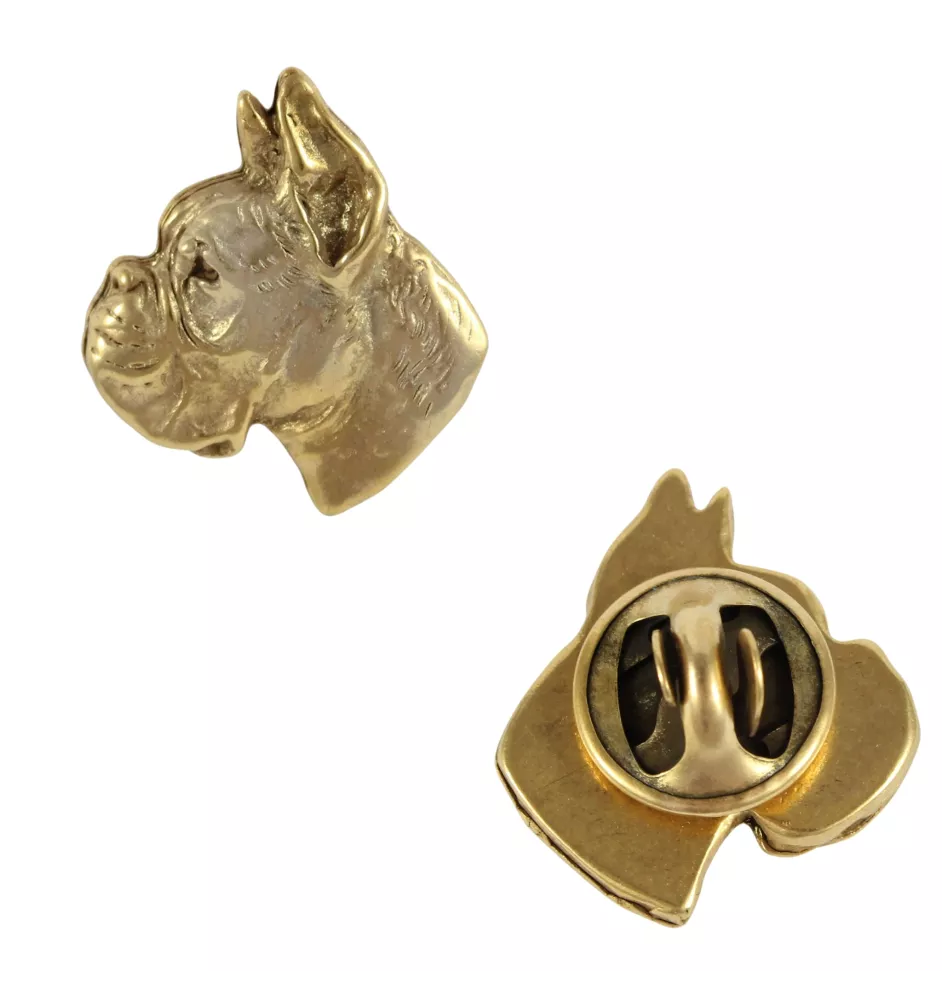 Boxer, German Boxer I - gold-plated pin brooch, elegant dog ornament, unique pin by Art-Dog brand