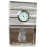 Bouvier des Flandres, Flanders Cattle Dog - glass clock with a photo, photo of a dog in crystal, personalized standing office clock by Art-Dog brand