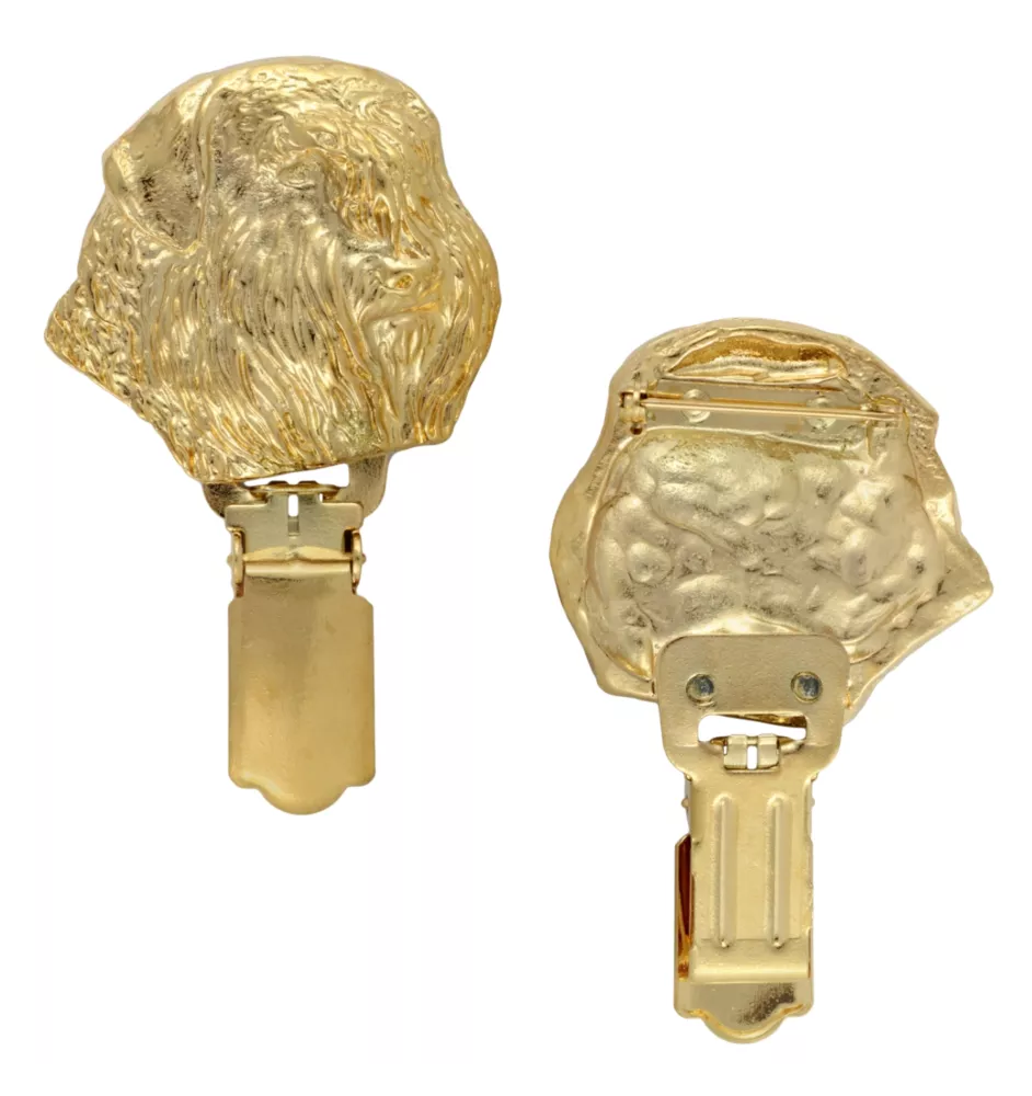 Bouvier des Flandres - broche avec pince, support doré pour numéro de départ, élégante épingle pour exposition de chiens de la marque Art-Dog