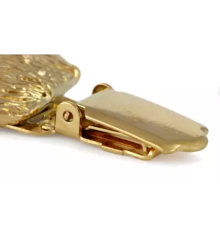 Flandrischer Treibhund, Bouvier des Flandres - Brosche mit Clip, vergoldeter Startnummernhalter, elegante Hundeaustellungsnadel der Marke Art-Dog