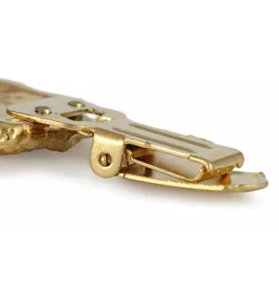 Bouvier des Flandres - broche avec pince, support doré pour numéro de départ, élégante épingle pour exposition de chiens de la marque Art-Dog