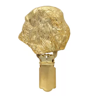 Flandrischer Treibhund, Bouvier des Flandres - Brosche mit Clip, vergoldeter Startnummernhalter, Geschenk für Hundeausstellung der Marke Art-Dog