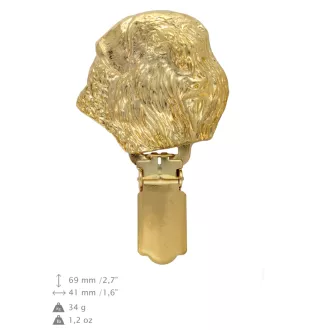 Flandrischer Treibhund, Bouvier des Flandres - Brosche mit Clip, vergoldeter Startnummernhalter, Geschenk für Hundeausstellung der Marke Art-Dog