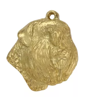 Flandrischer Treibhund, Bouvier des Flandres - Schlüsselanhänger und Halskette mit Hund in einer Box, vergoldetes Produkt von hoher Qualität, Marke Art-Dog