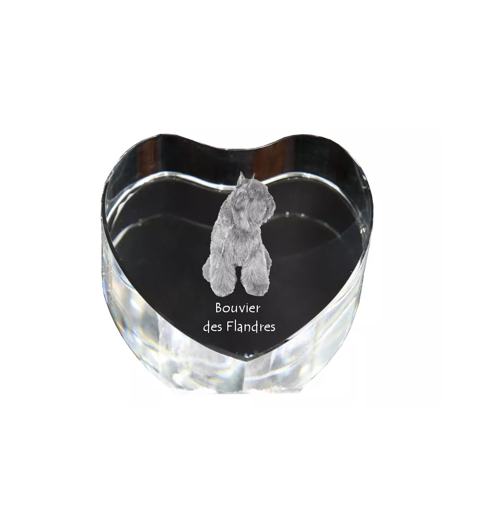 Bouvier des Flandres, Flanders Cattle Dog - a photo of a dog in crystal, crystal heart, unique photo frame from the Art-Dog brand