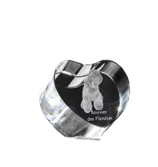 Bouvier des Flandres, Flanders Cattle Dog - a photo of a dog in crystal, crystal heart, unique photo frame from the Art-Dog brand