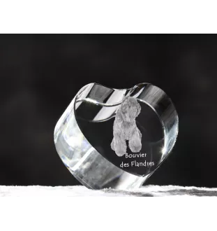 Bouvier des Flandres, Flanders Cattle Dog - a photo of a dog in crystal, crystal heart, unique photo frame from the Art-Dog brand