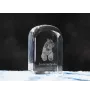 Bouvier des Flandres, Flanders Cattle Dog - crystal cube with a photo, photo of a dog in crystal, cubic paperweight from Art-Dog brand