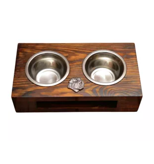 Bouvier des Flandres - support en bois avec des bols pour chien, bols pour chien en acier, cadeau pour l'adoption d'un chien de la marque Art-Dog