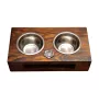 Bouvier des Flandres, Flanders Cattle Dog - wooden stand with bowls for a dog, steel dog bowls, a gift for adopting a dog from the Art-Dog brand