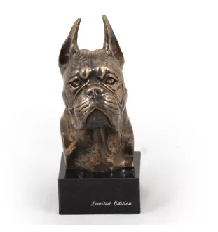 Boxer, Deutscher Boxer I - Hundestatue, Büste auf Steinsockel, Skulptur, Trophäe für Hundeausstellung der Marke Art-Dog