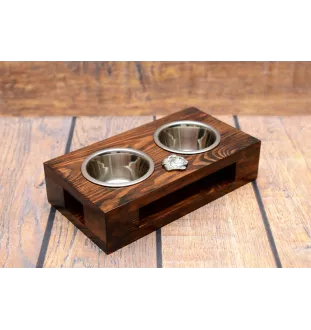 Bouvier des Flandres - support en bois avec des bols pour chien, bols pour chien en acier, cadeau pour l'adoption d'un chien de la marque Art-Dog