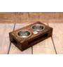 Bouvier des Flandres, Flanders Cattle Dog - wooden stand with bowls for a dog, steel dog bowls, a gift for adopting a dog from the Art-Dog brand