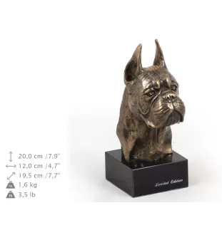 Boxer, German Boxer I - Dog statue, bust on stone base, sculpture, trophy for dog show by Art-Dog brand